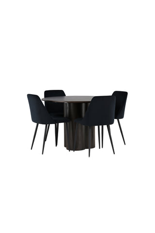 Venture Home Olivia Matbord - Mocca / Mocca Faner +Nattmatstol - Svart / Svart sammet _4