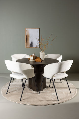 Venture Home Olivia Matbord - Mocca / Mocca Faner +Day Dining Chair - Mattsvart / Vit Linne _4