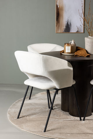 Venture Home Olivia Matbord - Mocca / Mocca Faner +Day Dining Chair - Mattsvart / Vit Linne _4