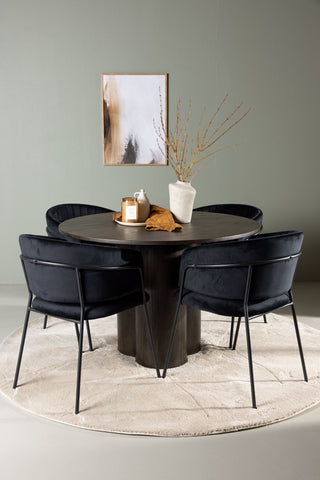 Venture Home Olivia Matbord - Mocca / Mocca Faner +Selma Matstol - Svart / Svart sammet _4