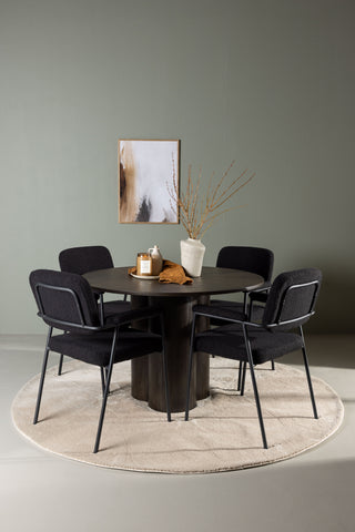 Venture Home Olivia Matbord - Mocca / Mocca Faner +Yesterday Dining Chair - Svart / Svart Boucle _4