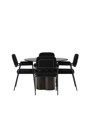 Venture Home Olivia Matbord - Mocca / Mocca Faner +Yesterday Dining Chair - Svart / Svart Boucle _4