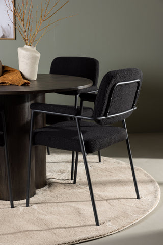 Venture Home Olivia Matbord - Mocca / Mocca Faner +Yesterday Dining Chair - Svart / Svart Boucle _4