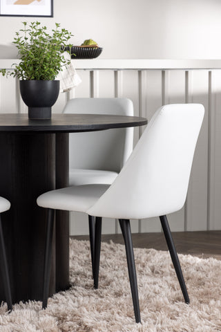Venture Home Olivia Matbord - Svart / Svart faner + Nattmatstol - Svart / Vit PU _4