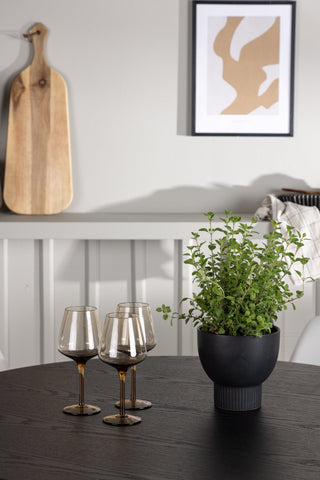 Venture Home Olivia Matbord - Svart / Svart faner + Nattmatstol - Svart / Vit PU _4