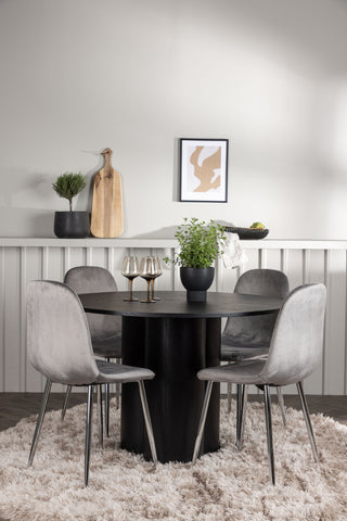 Venture Home Olivia Matbord - Svart / Svart Faner +Eva Matstol - Ljusgrå / Ljusgrå Sammet _4