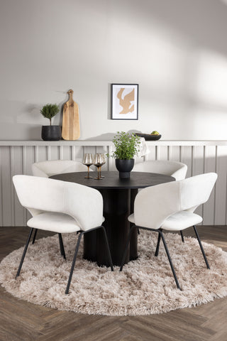 Venture Home Olivia Matbord - Svart / Svart faner +Day Dining Chair - Mattsvart / Vit Linne _4