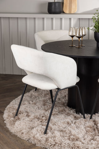 Venture Home Olivia Matbord - Svart / Svart faner +Day Dining Chair - Mattsvart / Vit Linne _4