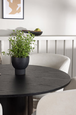 Venture Home Olivia Matbord - Svart / Svart faner +Day Dining Chair - Mattsvart / Vit Linne _4