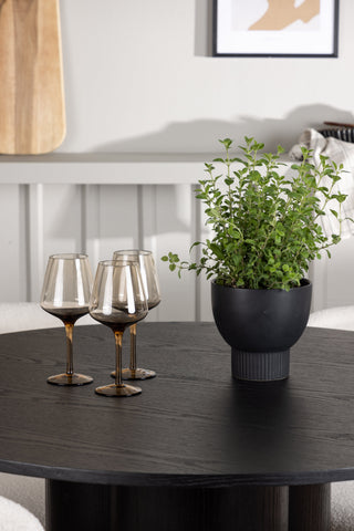 Venture Home Olivia Matbord - Svart / Svart faner + Edina Matstol - Svart / Vit Boucle _4