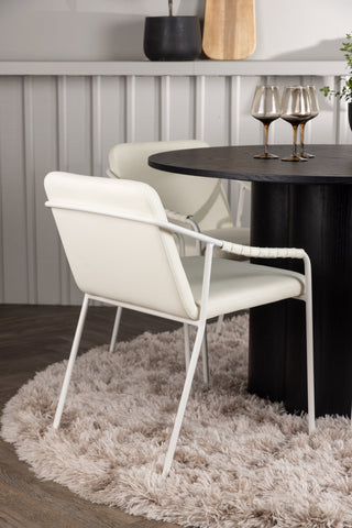 Venture Home Olivia Matbord - Svart / Svart Faner +Tvist Matstol - Beige / Beige PU _4
