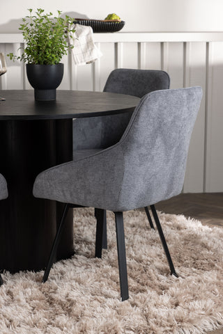 Venture Home Olivia Matbord - Svart / Svart Faner + Rosie Matstol - Svart / Mörkgrå Tyg _4