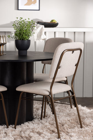 Venture Home Olivia Matbord - Svart / Svart Faner + Seda Matstol - Mattbrunt / Beige Tyg _4