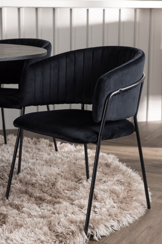 Venture Home Olivia Matbord - Svart / Svart Faner +Selma Matstol - Svart / Svart Sammet _4