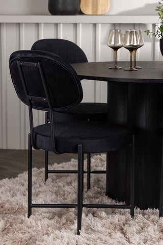Venture Home Olivia Matbord - Svart / Svart fanér +Stella Matstol - Svart / Svart Sammet _4