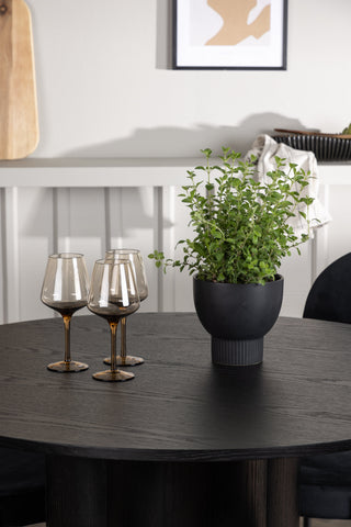 Venture Home Olivia Matbord - Svart / Svart fanér +Stella Matstol - Svart / Svart Sammet _4