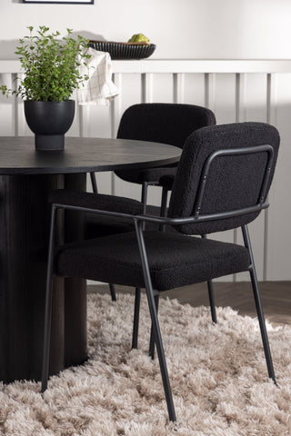 Venture Home Olivia Matbord - Svart / Svart faner +Yesterday Dining Chair - Svart / Svart Boucle _4
