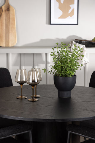 Venture Home Olivia Matbord - Svart / Svart faner +Yesterday Dining Chair - Svart / Svart Boucle _4