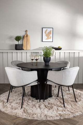 Venture Home Olivia Matbord - Svart / Svart Faner +Evelina Matstol - Svart / Ljusgrå Sammet _4