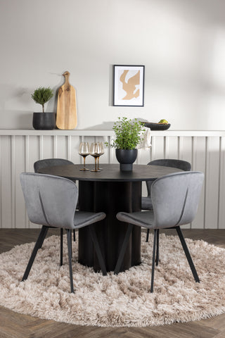 Venture Home Olivia Matbord - Svart / Svart Faner +Lilja Matstol - Svart / Mörkgrå Tyg _4