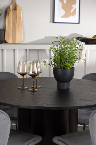 Venture Home Olivia Matbord - Svart / Svart Faner +Lilja Matstol - Svart / Mörkgrå Tyg _4