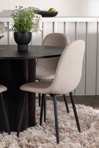Venture Home Olivia Matbord - Svart / Svart faner + Polar Matstol - Svart / Beige Boucle _4