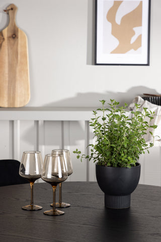 Venture Home Olivia Matbord - Svart / Svart Faner + Nattmatstol - Svart / Svart Sammet _4