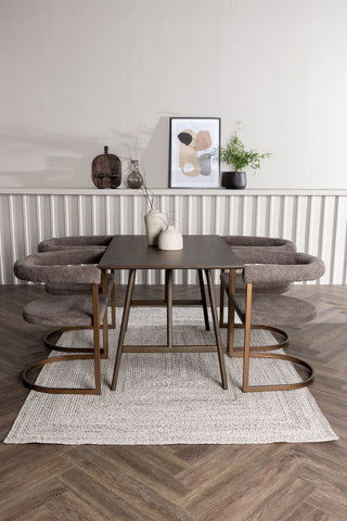 Venture Home Kaseidon Matbord - Gummiträ / Mörkbrun MDF + Morgonmatstol - Svart / Svart Boucle _4