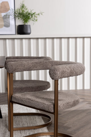 Venture Home Kaseidon Matbord - Gummiträ / Mörkbrun MDF + Morgonmatstol - Svart / Svart Boucle _4