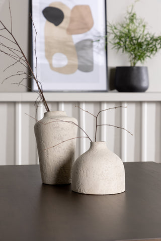Venture Home Kaseidon Matbord - Gummiträ / Mörkbrun MDF + Morgonmatstol - Svart / Svart Boucle _4