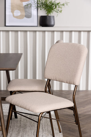 Venture Home Kaseidon Matbord - Gummiträ / Mörkbrun MDF +Seda Matstol - Mattbrunt / Beige Tyg _4
