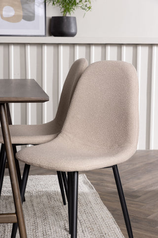 Venture Home Kaseidon Matbord - Gummiträ / Mörkbrun MDF + Polar Matstol - Svart / Beige Boucle _4