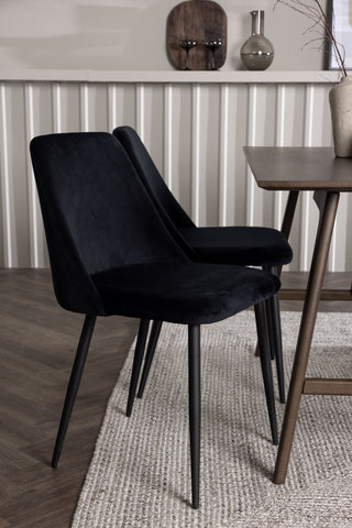 Venture Home Kaseidon Matbord - Gummiträ / Mörkbrun MDF + Nattstol - Svart / Svart sammet _4