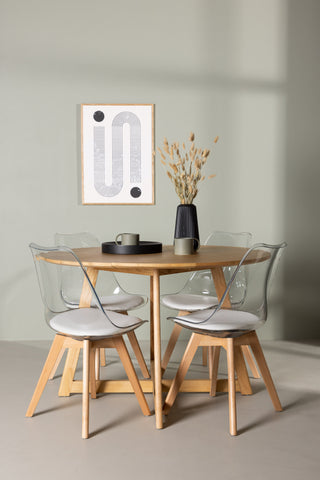 Venture Home Yakidon Matbord - Gummiträ / Eklook MDF +Edvin Matstol - Natur / PET (sittdyna vit) PET-yta, sits med vanlig svamp _4
