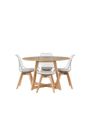 Venture Home Yakidon Matbord - Gummiträ / Eklook MDF +Edvin Matstol - Natur / PET (sittdyna vit) PET-yta, sits med vanlig svamp _4
