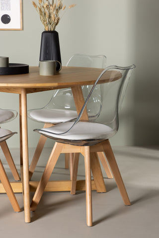 Venture Home Yakidon Matbord - Gummiträ / Eklook MDF +Edvin Matstol - Natur / PET (sittdyna vit) PET-yta, sits med vanlig svamp _4