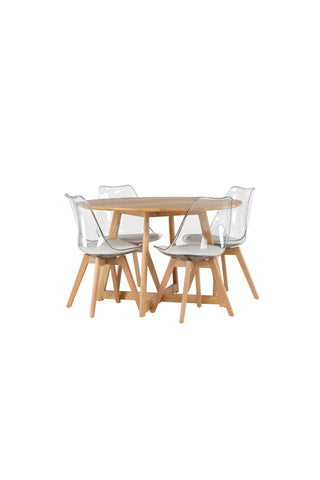 Venture Home Yakidon Matbord - Gummiträ / Eklook MDF +Edvin Matstol - Natur / PET (sittdyna vit) PET-yta, sits med vanlig svamp _4
