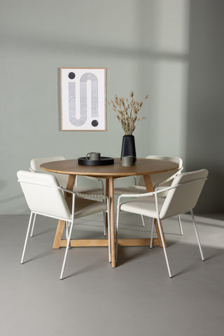 Venture Home Yakidon Matbord - Gummiträ / Eklook MDF +Tvist Matstol - Beige / Beige PU _4