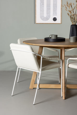 Venture Home Yakidon Matbord - Gummiträ / Eklook MDF +Tvist Matstol - Beige / Beige PU _4