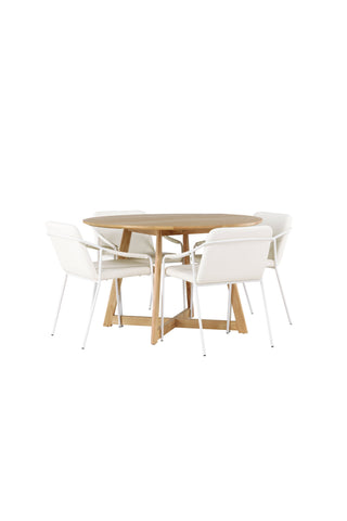 Venture Home Yakidon Matbord - Gummiträ / Eklook MDF +Tvist Matstol - Beige / Beige PU _4