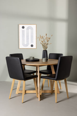 Venture Home Yakidon Matbord - Gummiträ / Eklook MDF +Today Matstol - Natur / Svart PU _4