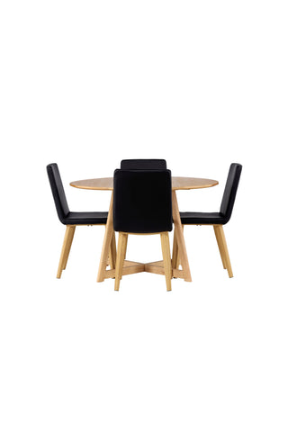 Venture Home Yakidon Matbord - Gummiträ / Eklook MDF +Today Matstol - Natur / Svart PU _4