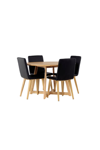 Venture Home Yakidon Matbord - Gummiträ / Eklook MDF +Today Matstol - Natur / Svart PU _4