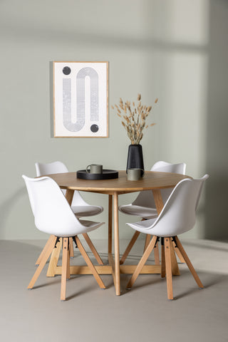 Venture Home Yakidon Matbord - Gummiträ / Eklook MDF +Zeno Matstol - Naturträlook / Vit PP _4