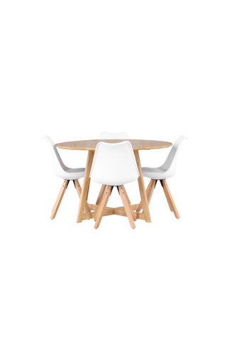 Venture Home Yakidon Matbord - Gummiträ / Eklook MDF +Zeno Matstol - Naturträlook / Vit PP _4