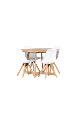 Venture Home Yakidon Matbord - Gummiträ / Eklook MDF +Zeno Matstol - Naturträlook / Vit PP _4