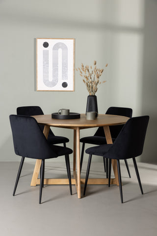 Venture Home Yakidon Matbord - Gummiträ / Eklook MDF +Nattstol - Svart / Svart sammet _4