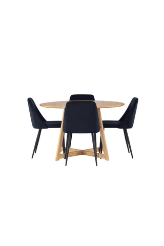 Venture Home Yakidon Matbord - Gummiträ / Eklook MDF +Nattstol - Svart / Svart sammet _4