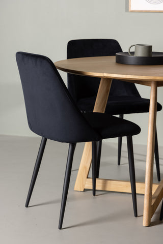 Venture Home Yakidon Matbord - Gummiträ / Eklook MDF +Nattstol - Svart / Svart sammet _4