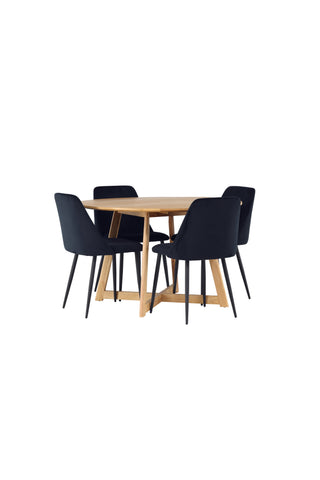 Venture Home Yakidon Matbord - Gummiträ / Eklook MDF +Nattstol - Svart / Svart sammet _4